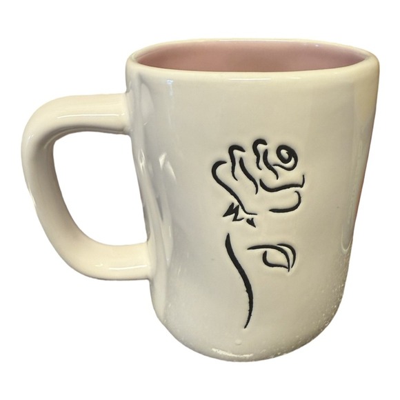 Rae Dunn Beauty & The Beast Belle's Road White Mug Pink Coffee Mug - Picture 1 of 6